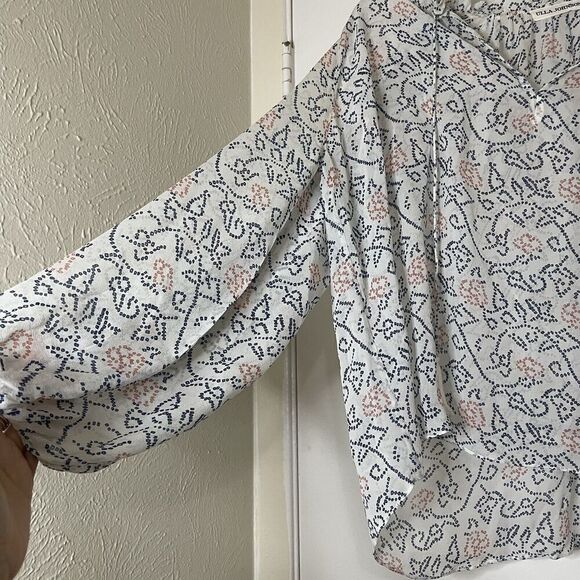 ULLA JOHNSON White Blue Silk Miren Tassel blouse top size 4 - Picture 3 of 7